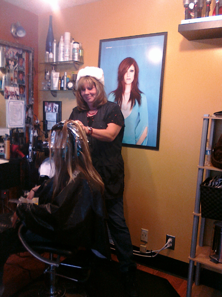 Pazazz Salon & Beauty Supply Customer getting hair cut by shari