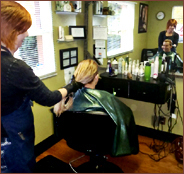 Image of a woman getting her hair cut